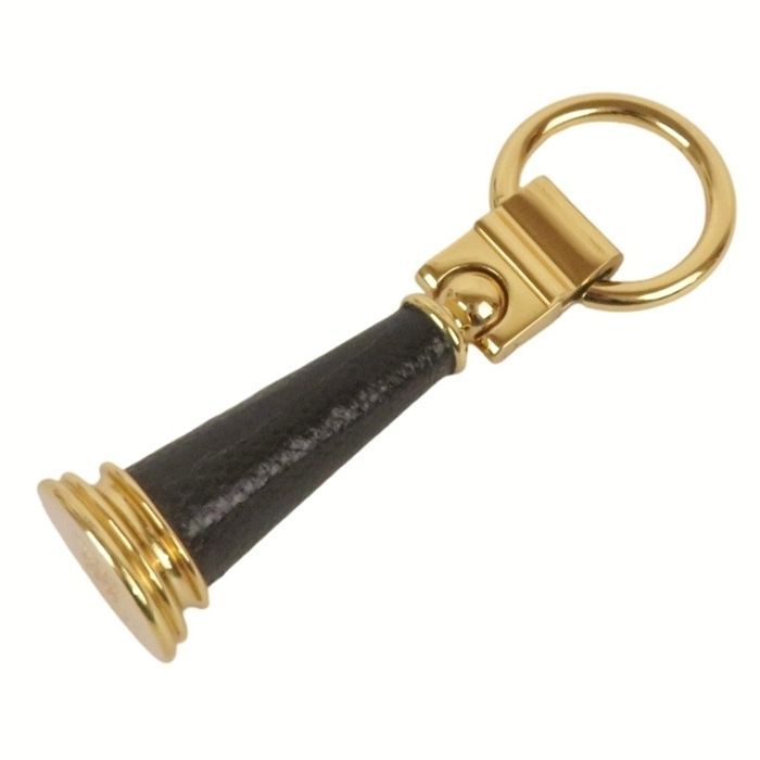 LOEWE ロエベ キーリング キーホルダー レザー ブラックxゴールド