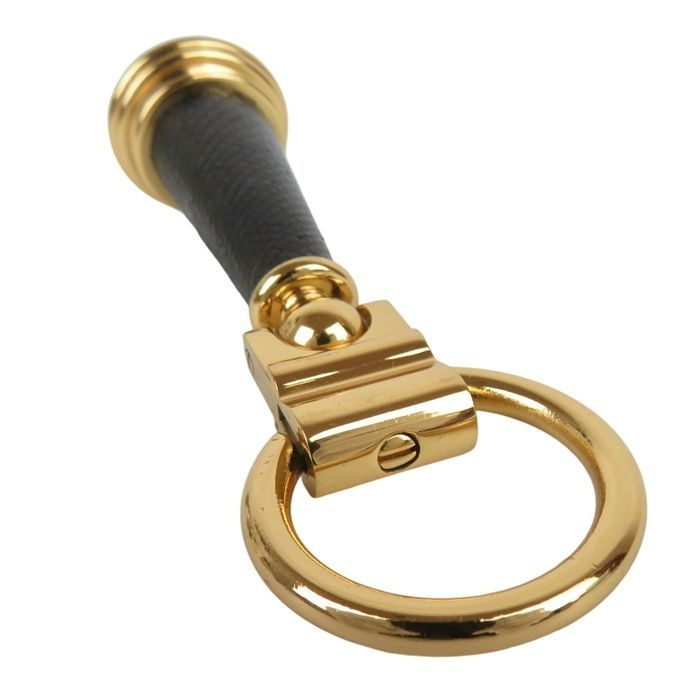 LOEWE ロエベ キーリング キーホルダー レザー ブラックxゴールド