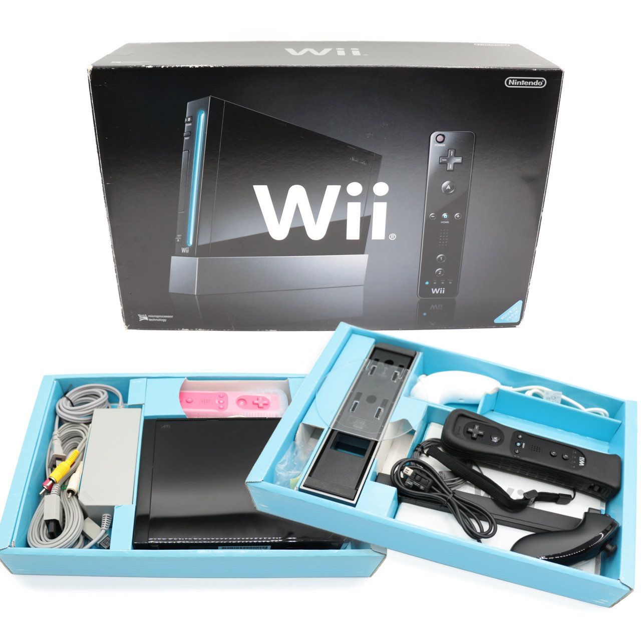 Wii本体】任天堂 Wii ブラック リモコン2個（モーションプラス対応