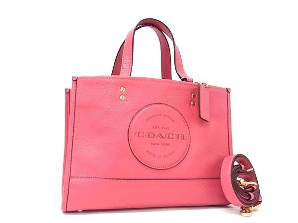 COACH コーチ ハンドバッグ デンプシー キャリーオール ウィズ パッチ C2004 ピンク系 レザー レディース 2WAY ショルダーバッグ ゴールド金具 美品