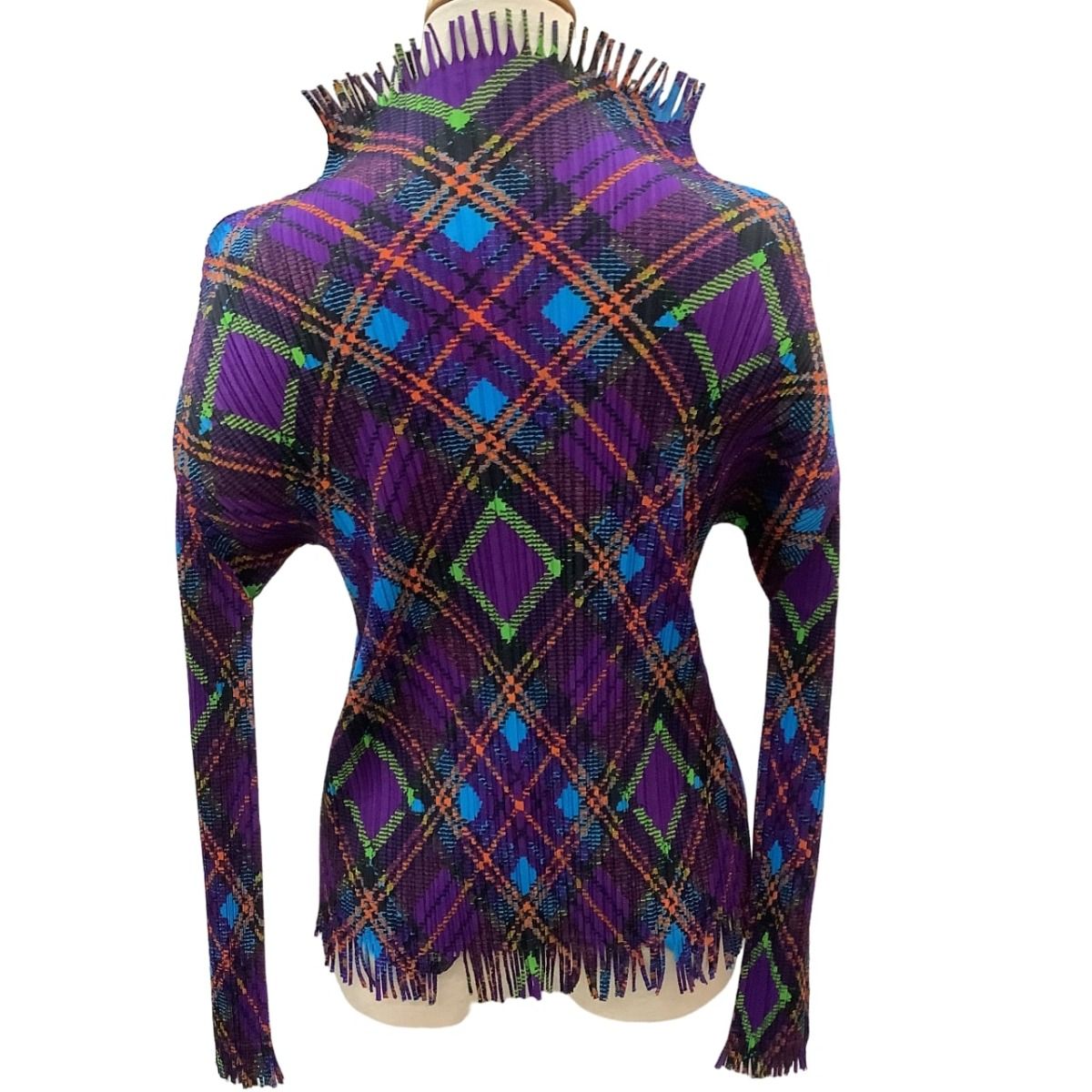 ISSEY MIYAKE イッセイミヤケ PLEATS PLEASE カットソー アーガイル柄 変形 PP 73-JK 662 パープル
