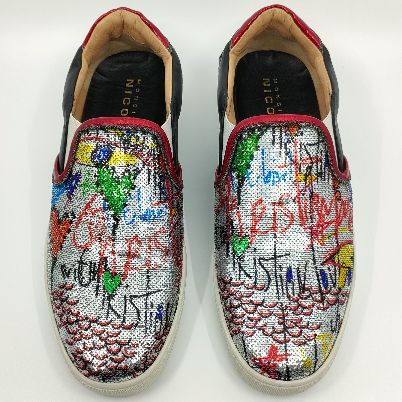 Christian Louboutin スパンコール レザー スリッポン サイズ 40 約25 cm 靴