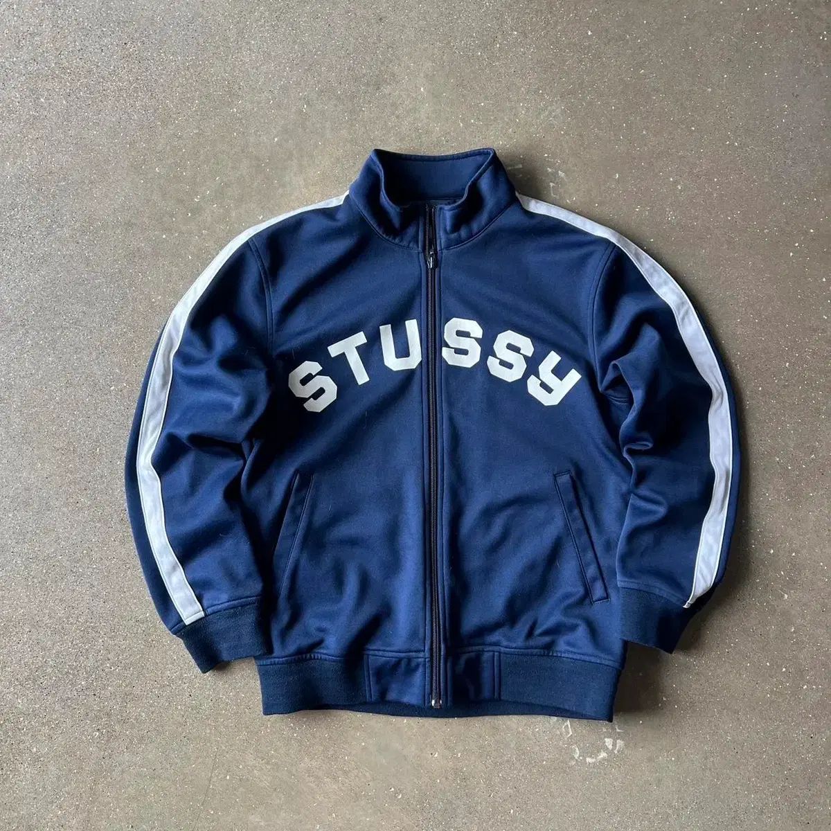 90s STUSSY ステューシー Spellout トラック ジャケット ブルー 【公式 