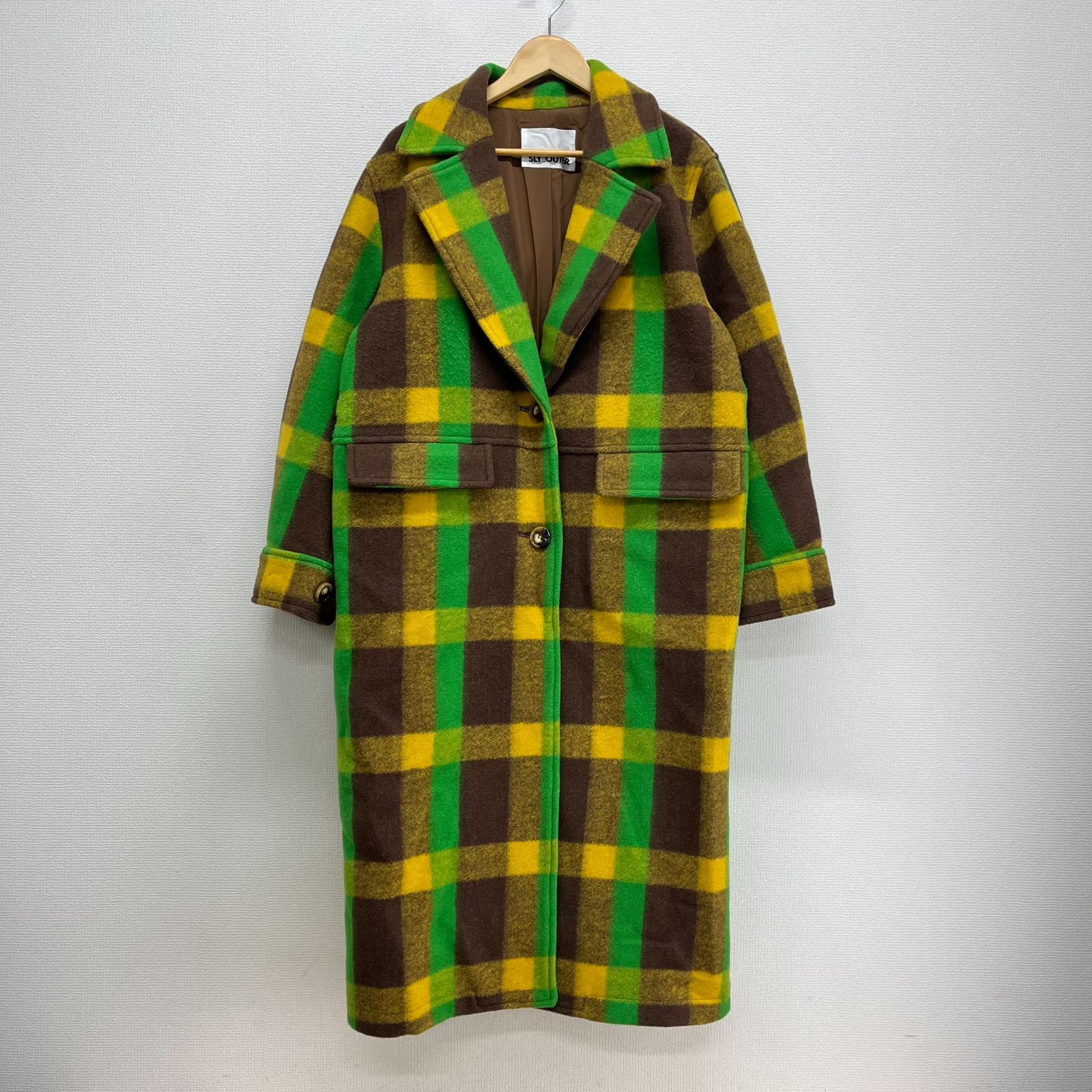SLY スライ 030GAY30-1050 WOOL BLEND OVER LONG コート チェック