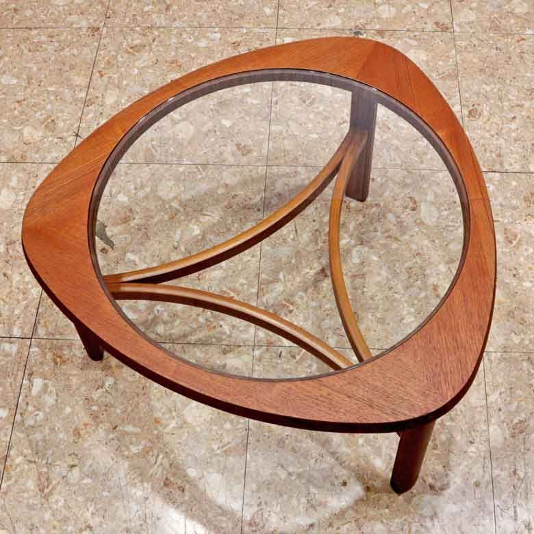 ローテーブル ネイサン/NATHAN ガラステーブル ヴィンテージ 木製