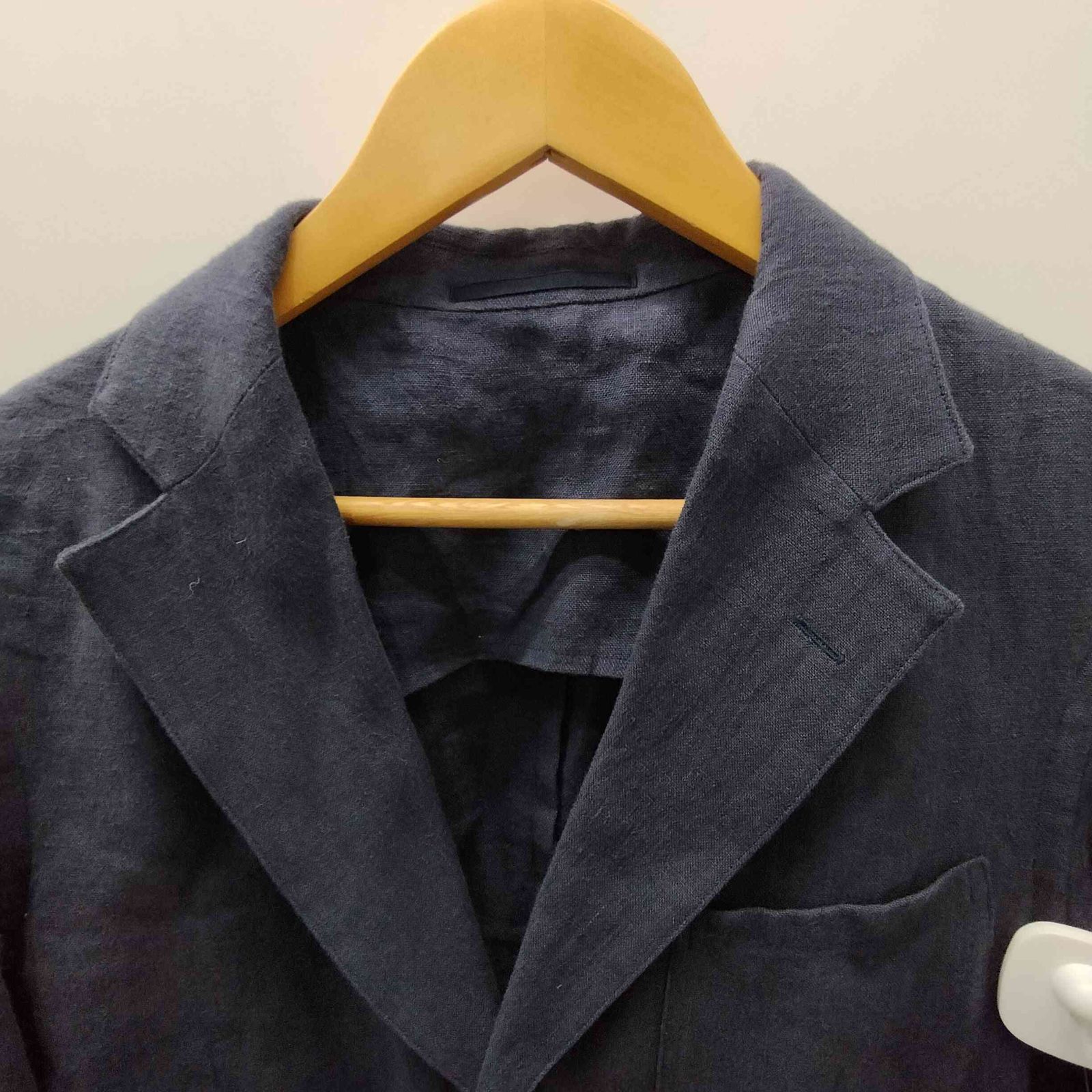 【美品】カマクラシャツ テーラードジャケット 背抜き リネン ネイビー XL 美品】カマクラシャツ テーラードジャケット 背抜き リネン ネイビー
