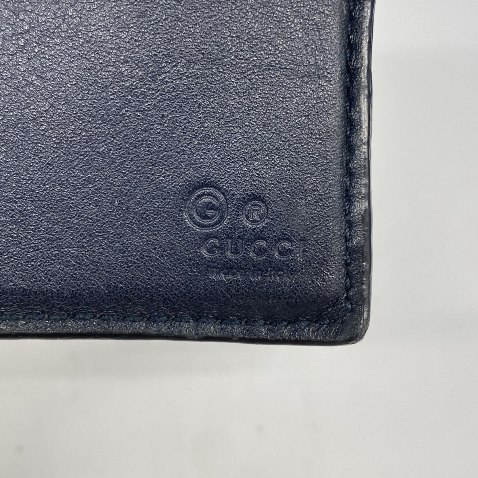 美品ꕥグッチ 折り財布 マネークリップ GG マイクロシマ レザー ネイビー グッチ(Gucci) グッチ マネークリップ マイクログッチシマ 544478