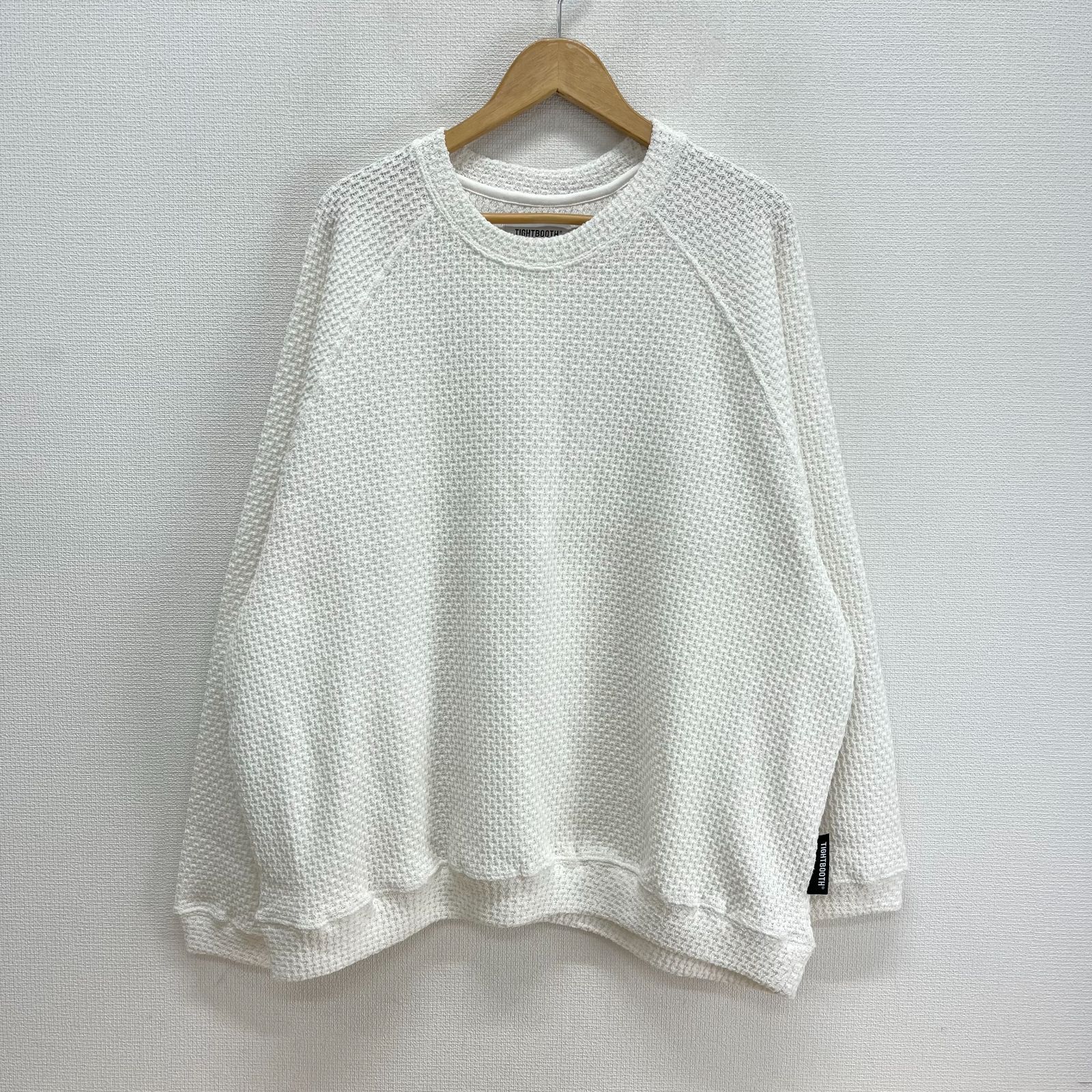 タイトブース FW 24 SW 08 CHAIN CREW KNIT ラグランスリーブ ニットソートップ ワッフル 長袖Tシャツ ロンT L