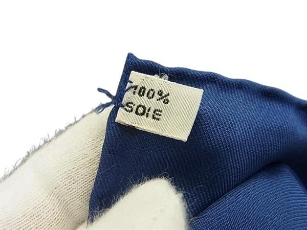 HERMES エルメス スカーフ カレ90 ブルー ホワイト シルク100