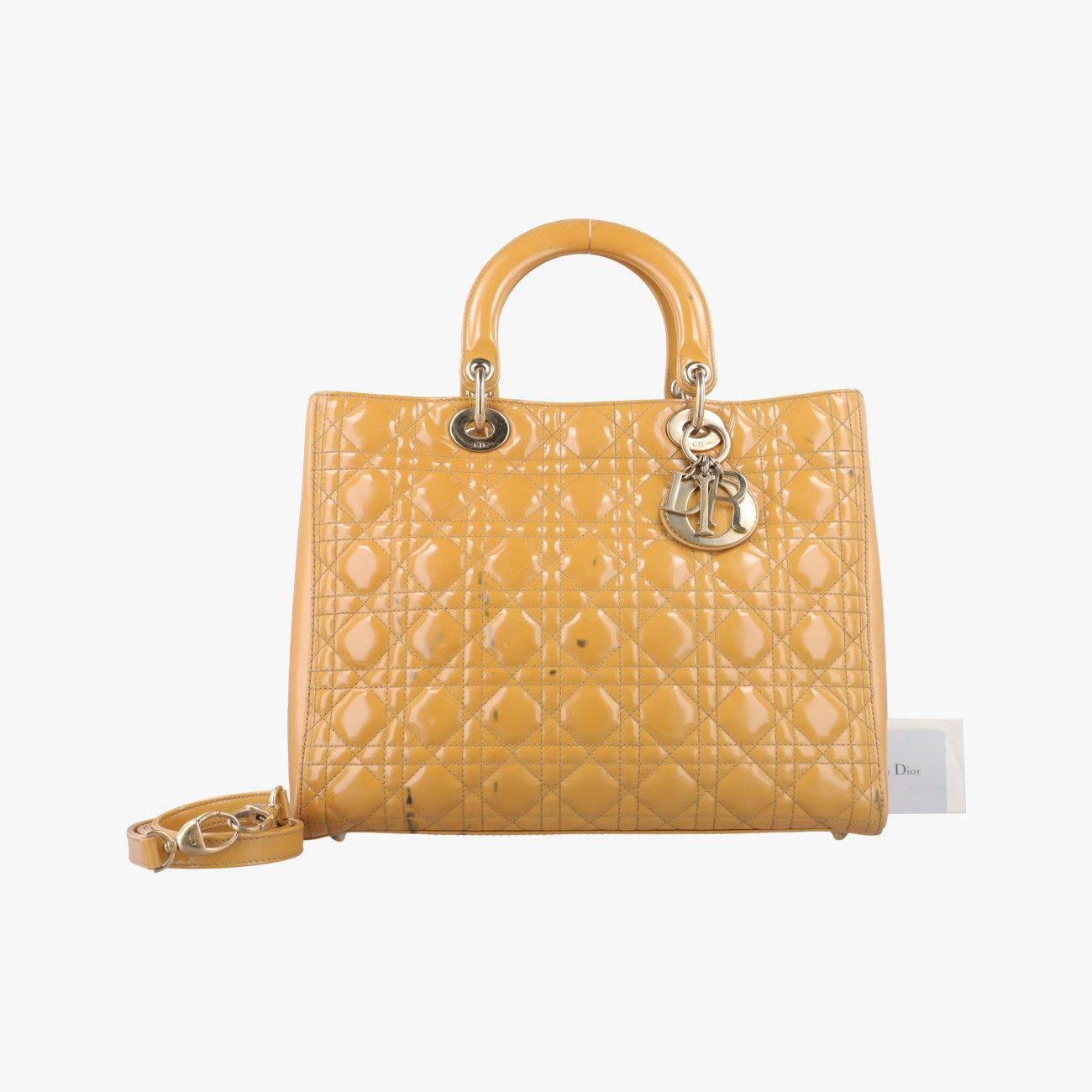 クリスチャンディオールChristian Diorレディディオール ラージ ベージュ パテント 16-BO-0191 B