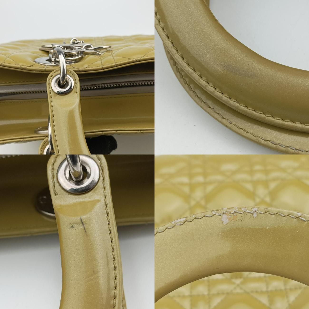  クリスチャンディオールChristian Diorレディディオール イエロー パテント 09-MA-1120 A メッセンジャーバッグ ショルダーバッグ