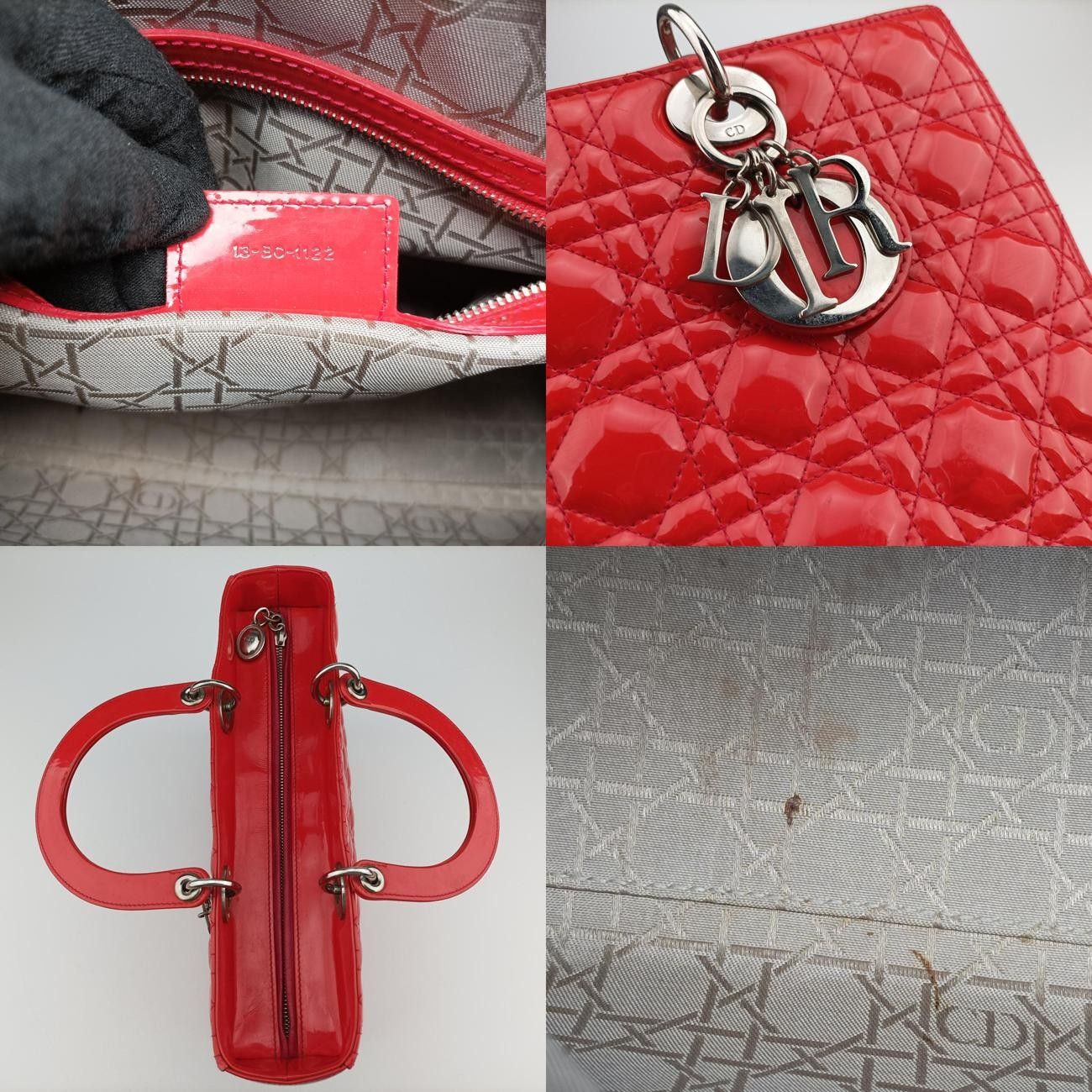  クリスチャンディオールChristian Diorレディディオール レッド パテント 13-BO-1122 メッセンジャーバッグ ショルダーバッグ