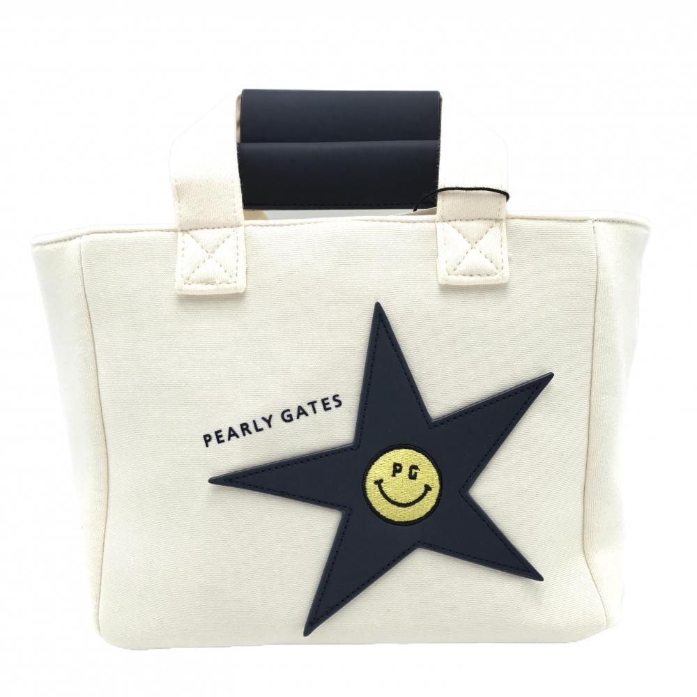 新品】パーリーゲイツ カートバッグ 白×ネイビー ニコちゃん スマイル