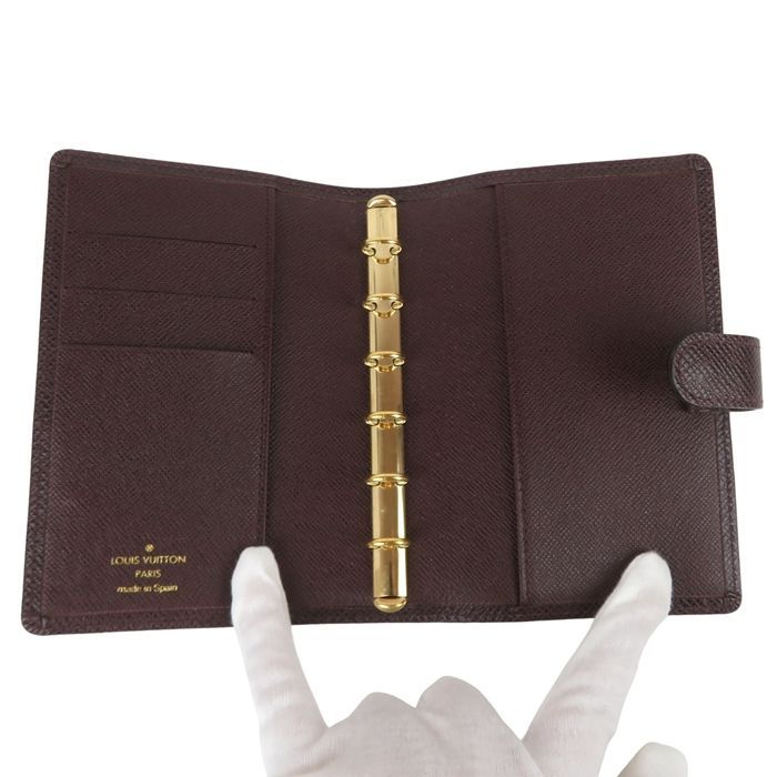 LOUIS VUITTON ルイヴィトン アジェンダ PM タイガ レザー 6穴式 システム手帳カバー ブラウン アカジュー スペイン製 外箱付き rk10417