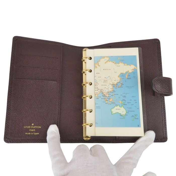 LOUIS VUITTON ルイヴィトン アジェンダ PM タイガ レザー 6穴式 システム手帳カバー ブラウン アカジュー スペイン製 外箱付き rk10417