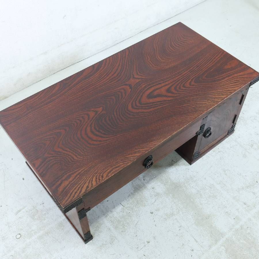 岩谷堂箪笥 別注片袖文机 幅92cm 欅 漆塗装 ローデスク 和家具 伝統