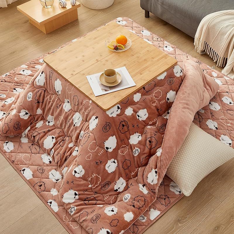 VK Living こたつ布団 正方形 掛け敷きセット SUPER HOT こたつ布団 ２点セット 掛布団185x185cm 敷布団190x190cm 火燵布団セット 洗える コタツふとんせっと 厚手 あったか 24時間持続制菌消臭 マイクロファイバー