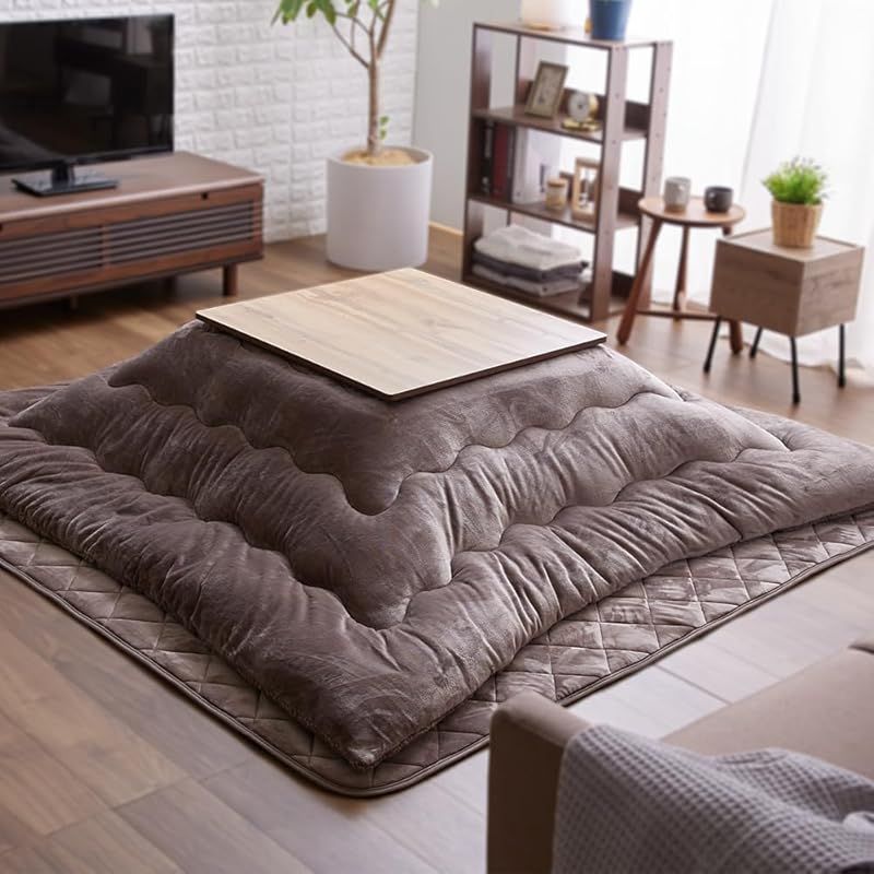 アイリスプラザ ボリュームこたつ布団セット 185×185cm あたたかさを逃さず優しい掛け心地 使って驚くふっくらあたたかボリューム掛け布団 敷き布団のこたつ布団セット モカブラウン