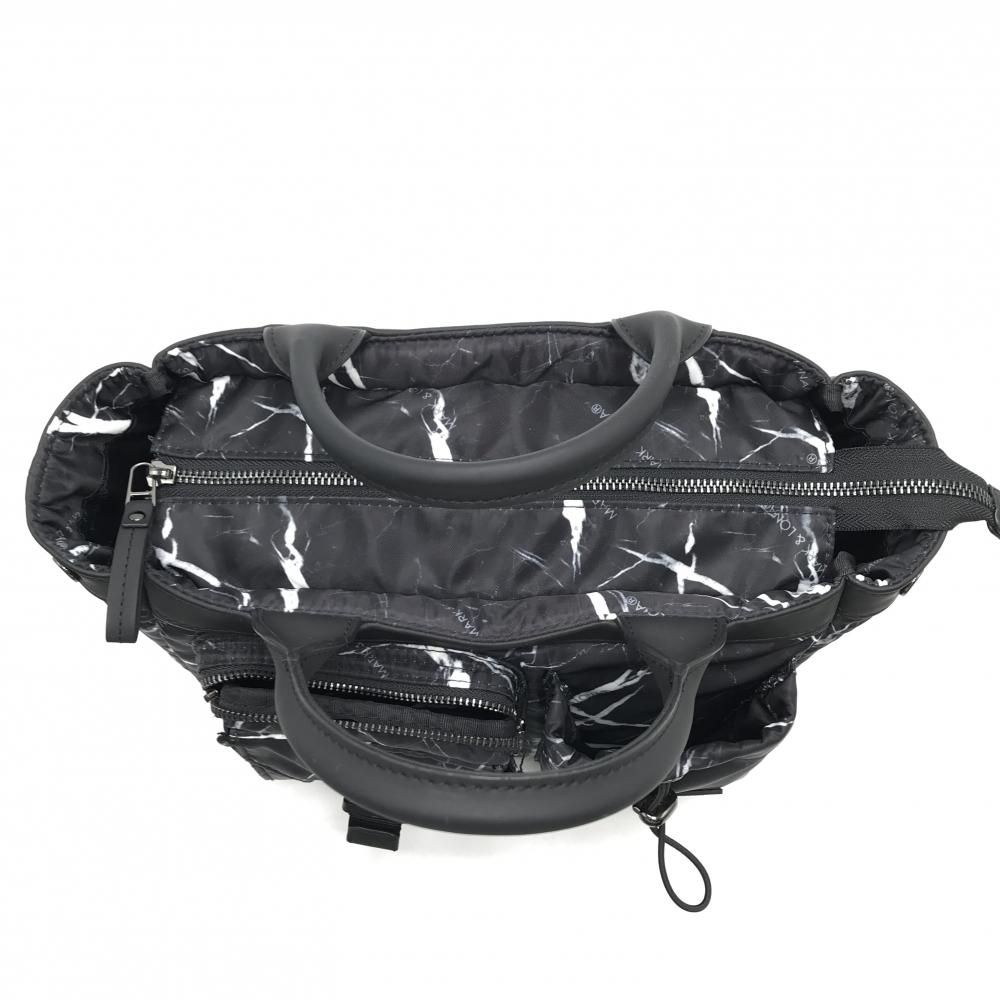 美品】マークアンドロナ カートバッグ 黒×白 総柄 複数ポケットゴルフ