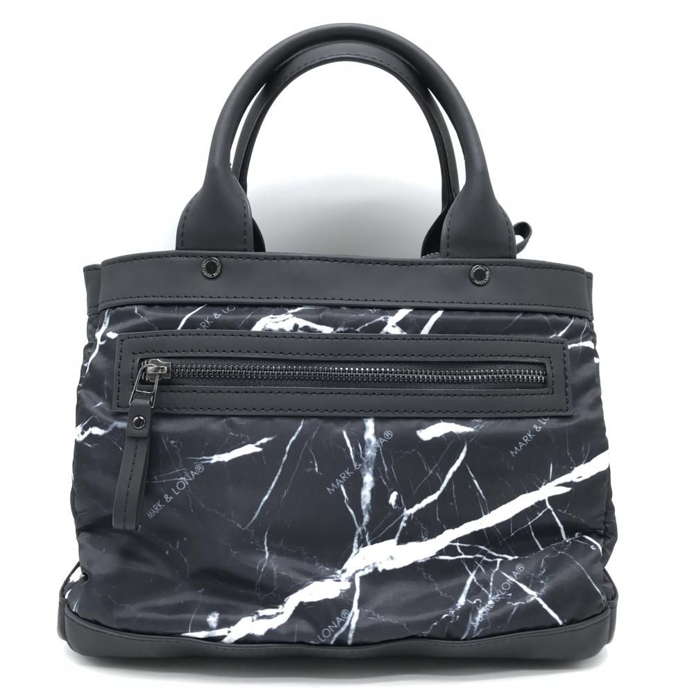 美品】マークアンドロナ カートバッグ 黒×白 総柄 複数ポケットゴルフ