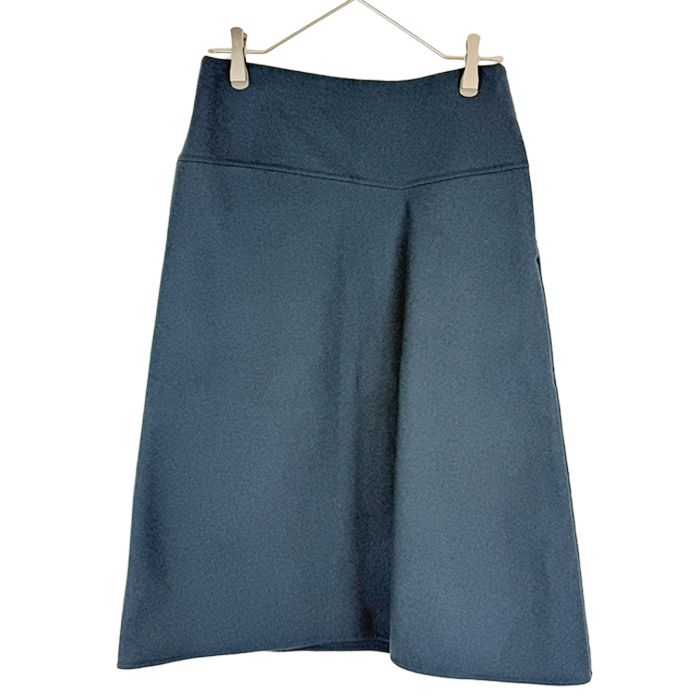 Drawer ドゥロワー ウール アシンメトリースカート ブルー 大人エレガント