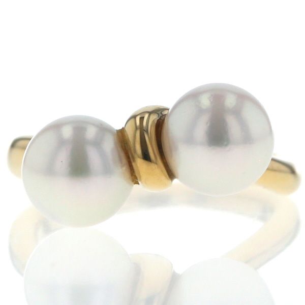 6/美品 ミキモト K18 真珠 パール約8.2㎜珠 ダイヤ リング 指輪 MIKIMOTO ミキモト K18YG イエローゴールド リング パール 真珠 6.8mm