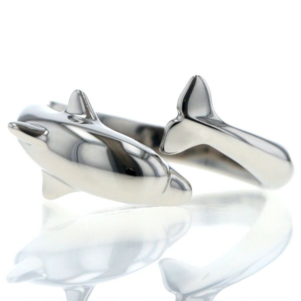 Pt 900 プラチナ リング イルカ ドルフィン モチーフ 動物 アニマル デザイン 指輪 10号 仕上済 zz