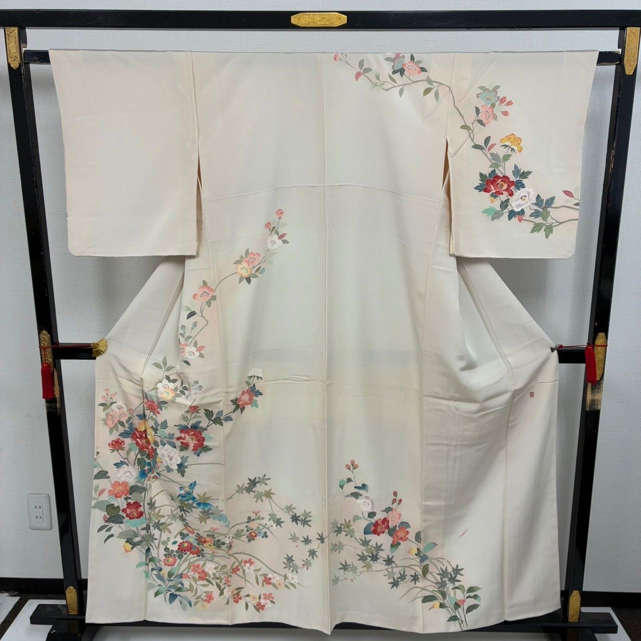 作家物 裄67.5 紋無し 上品な染め 付下げ 訪問着 着物 正絹T-8219 付下げ 作家物 加賀調友禅 上品な染め 紋無し 訪問着 正絹 着物 MK