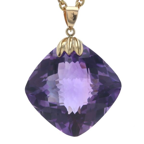 K18YG イエローゴールド ネックレス アメジスト スクエア 多面カット