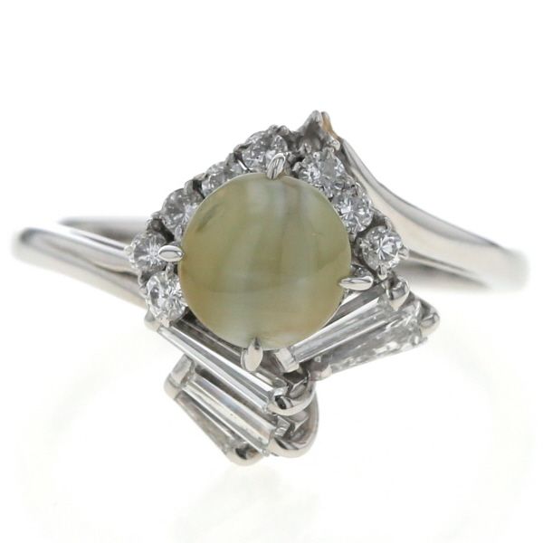 Pt900 プラチナ リング クリソベリルキャッツアイ 1.54ct ダイヤモンド