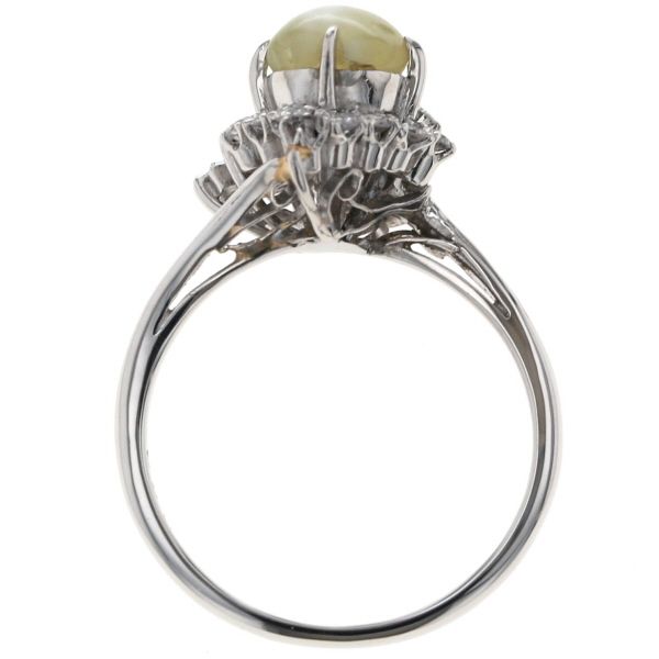 Pt900 プラチナ リング クリソベリルキャッツアイ 1.54ct ダイヤモンド