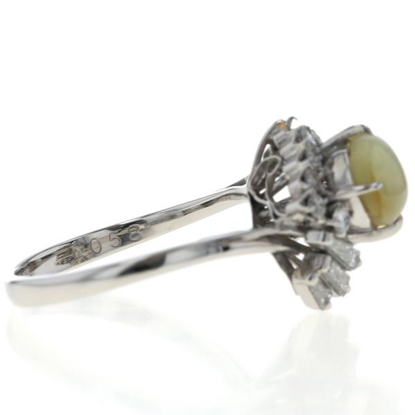 Pt900 プラチナ リング クリソベリルキャッツアイ 1.54ct ダイヤモンド