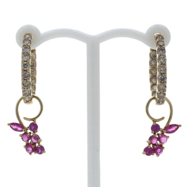 GSTV K18YG ピアス ルビー 0.35/0.35ct ダイヤモンド 0.38/0.38ct