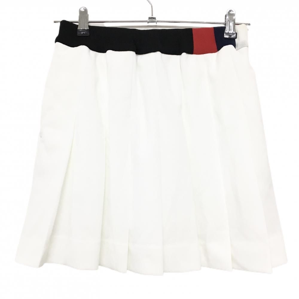 ビームスゴルフ プリーツスカート 白×黒 ウエストゴム レディース S ゴルフウェア BEAMS GOLF