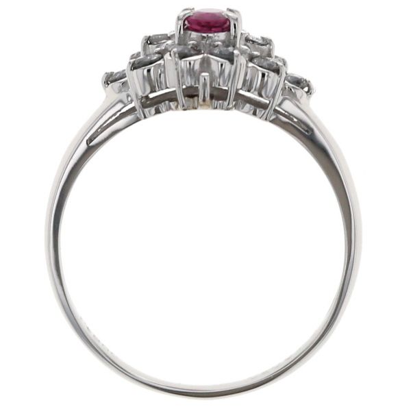 プラチナ ルビーダイヤモンド取り巻きフラワーリング ルビー ダイヤモンド フラワーモチーフリング R 1.61ct D 0.10ct K18WG