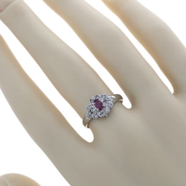 Pt900 プラチナ リング ルビー 0.48ct ダイヤモンド 0.30ct オーバル