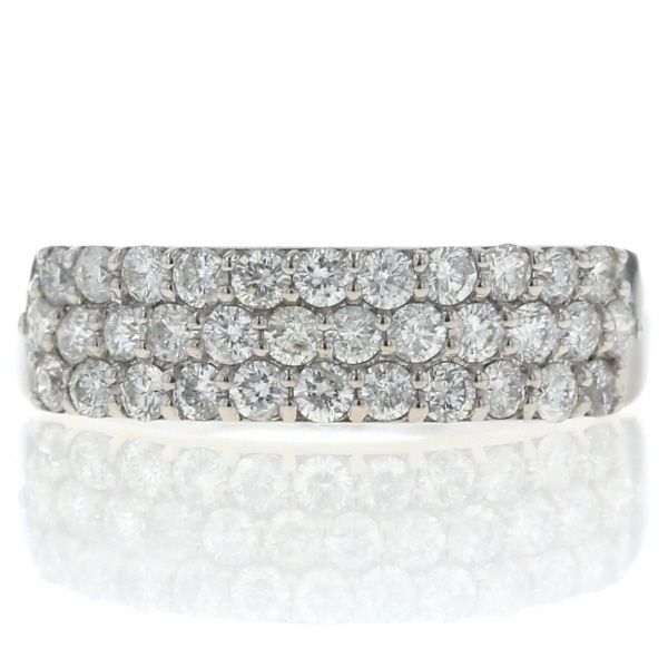 K 18 WG ホワイトゴールド リング ダイヤモンド 1 00 ct ラウンド パヴェ 3連 デザイン 指輪 18号 仕上済 zz