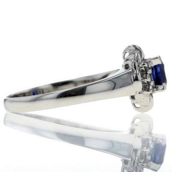 Pt900 プラチナ リング ブルーサファイア ダイヤモンド オーバル