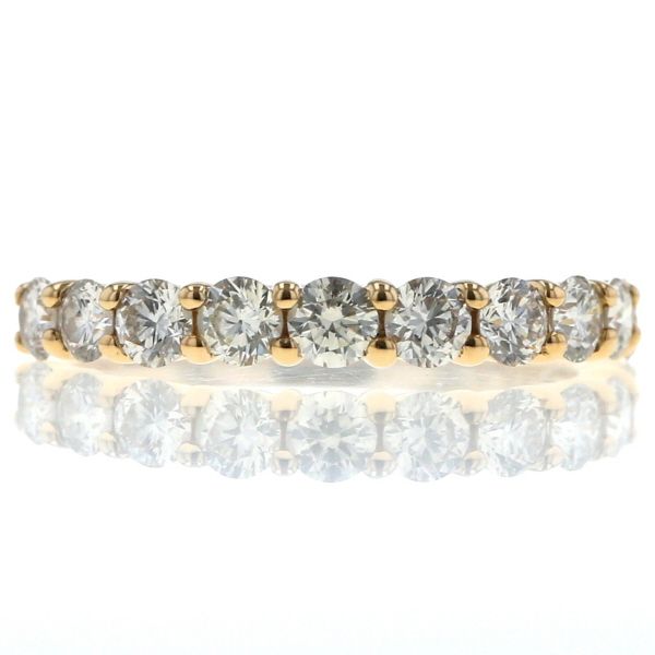 K 18 YG イエローゴールド リング ダイヤモンド 0.87 ct 10粒 ハーフエタニティ ストレート 指輪 10.5号 仕上済 zz