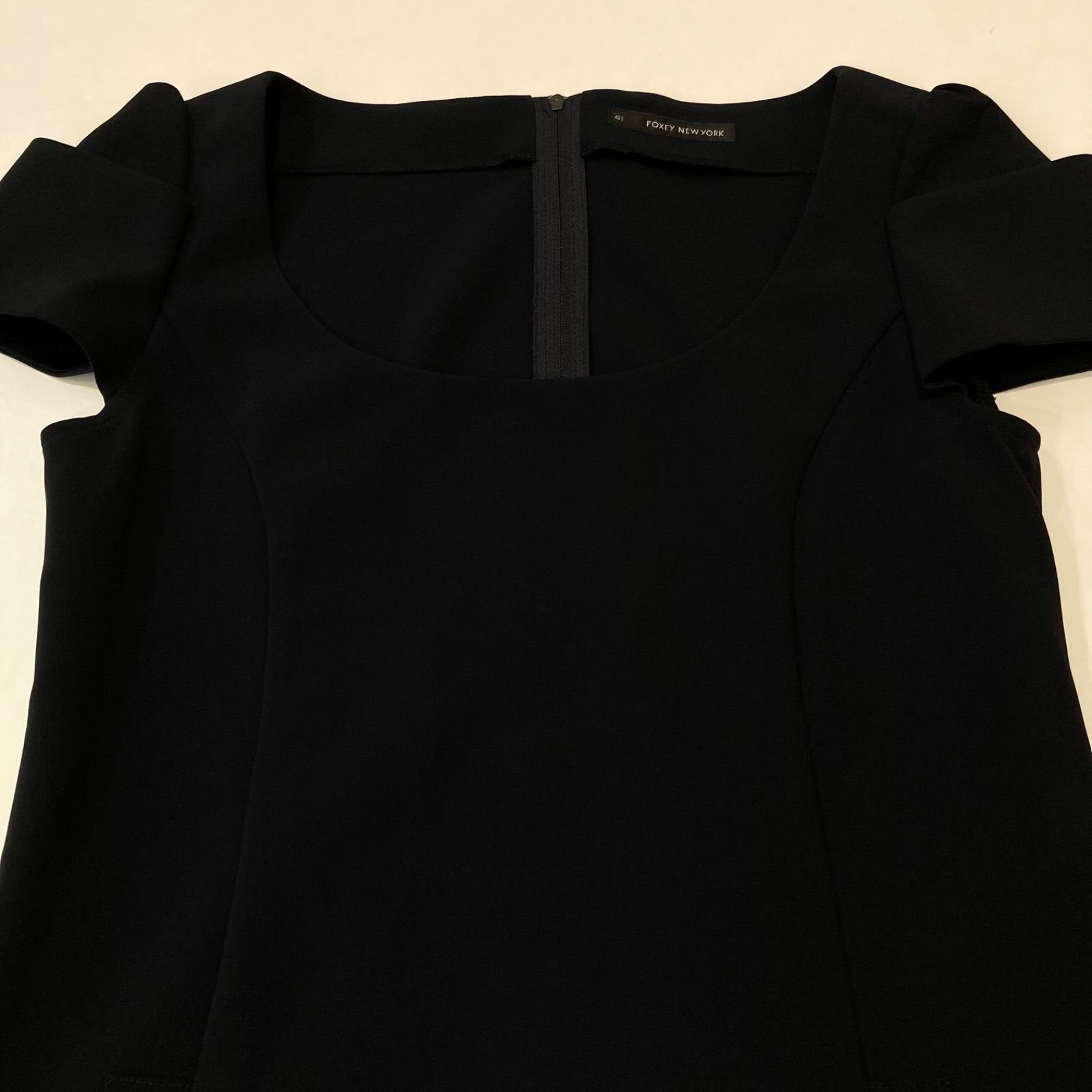 Foxey New York ネイビー　半袖ひざ丈ワンピース フォクシーFOXEY NEWYORK ネイビーワンピース38