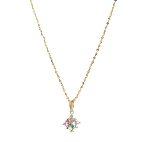 ❤️未使用❤️ タンザナイト k18 k18WG コンビ トップ K18YG ネックレス ダイヤモンド タンザナイト トルマリン スクエア