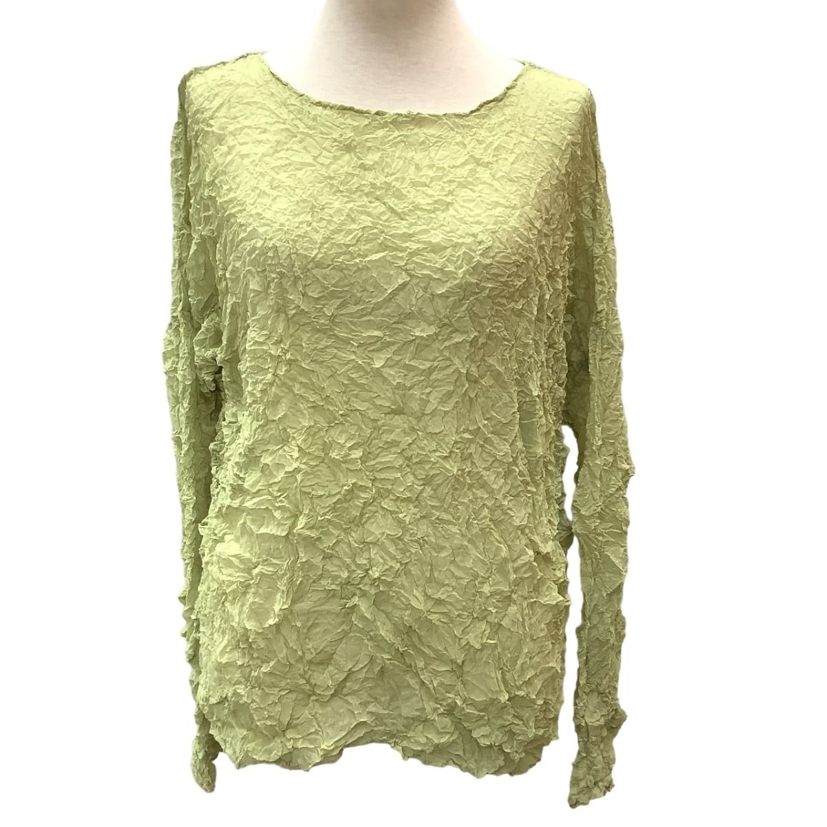 ISSEY MIYAKE イッセイミヤケ カットソー シワ加工 シフォン 黄緑