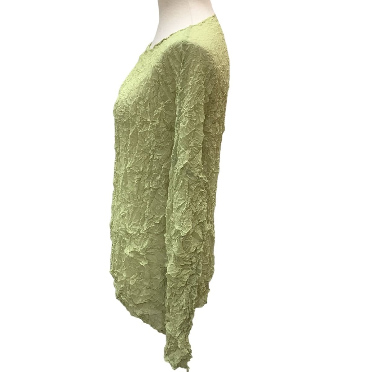 ISSEY MIYAKE イッセイミヤケ カットソー シワ加工 シフォン 黄緑