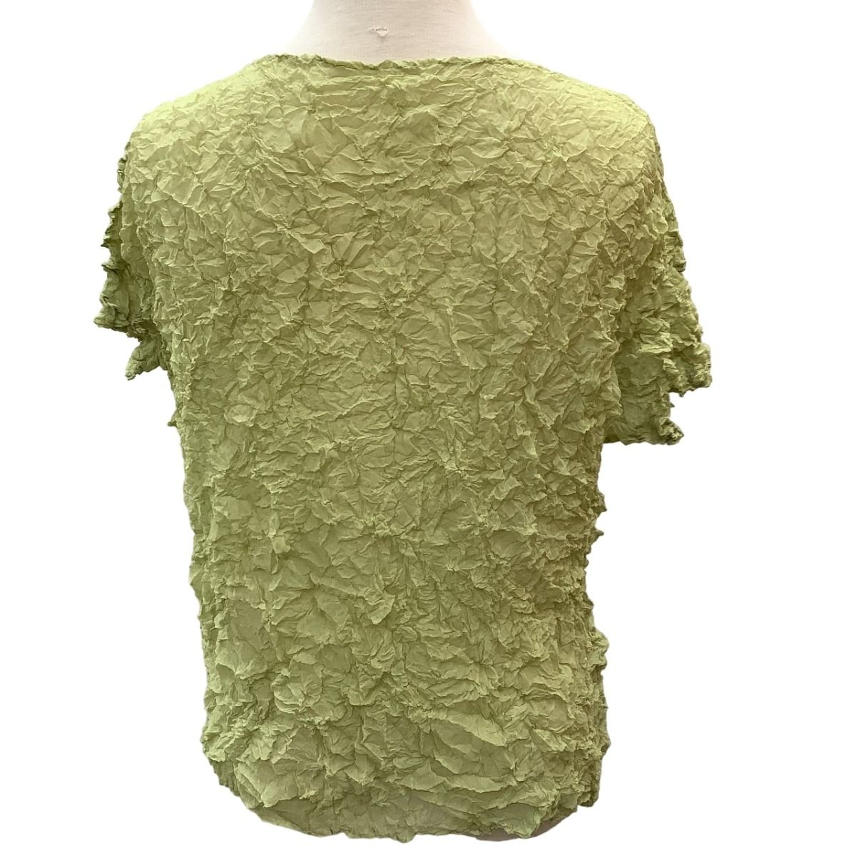 ♪♪ISSEY MIYAKE イッセイミヤケ カットソー シワ加工 シフォン 黄緑