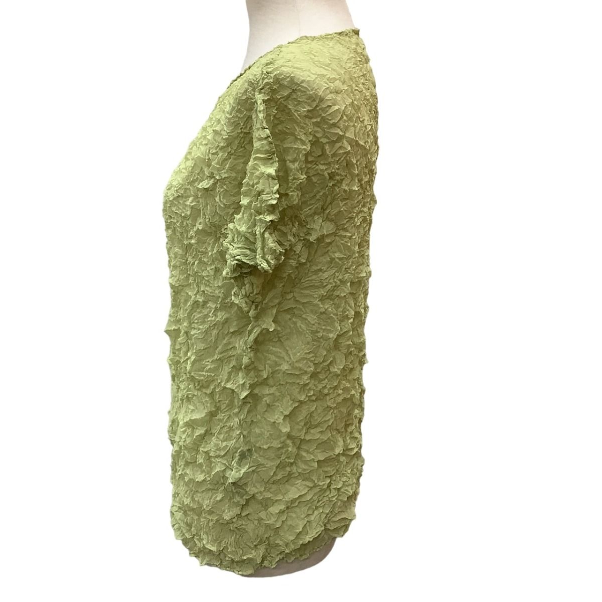 ♪♪ISSEY MIYAKE イッセイミヤケ カットソー シワ加工 シフォン 黄緑