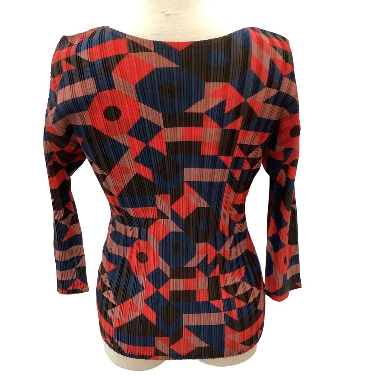 ISSEY MIYAKE イッセイミヤケ PLEATS PLEASE 総柄 カットソー SIZE 3 PP 33-FK 342 レッド