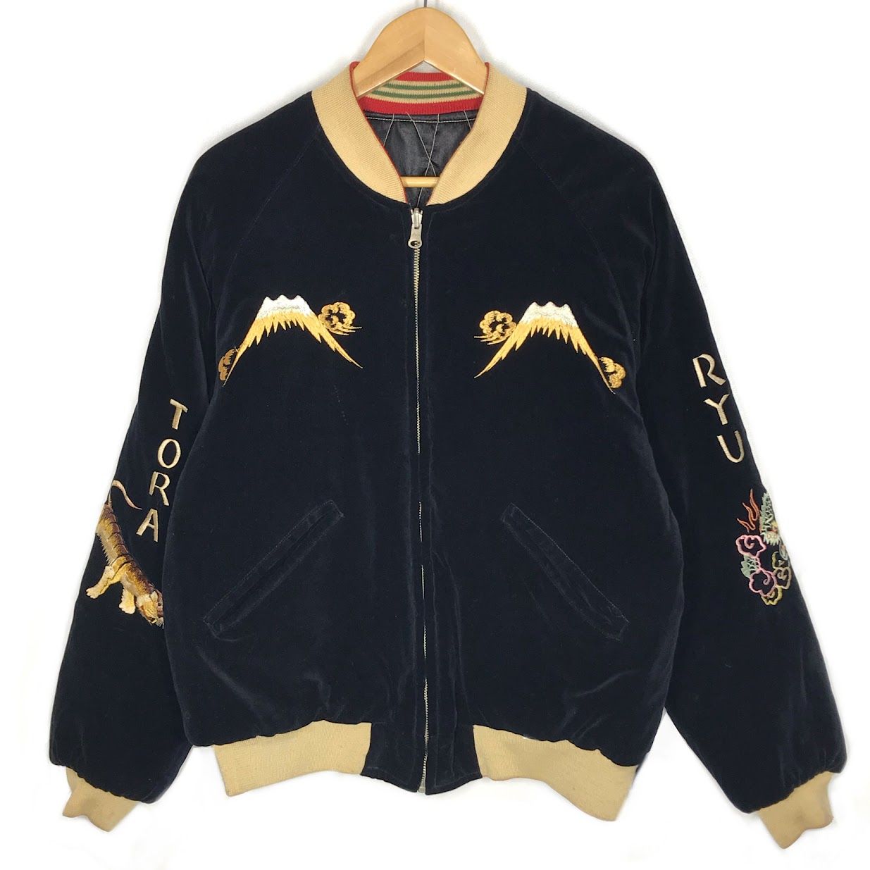 TAILOR TOYO 東洋エンタープライズ テイラートウヨウテイラートーヨー スーベニアジャケット リバーシブルスカジャン 虎 刺繍 別珍 M 18224 ブラック サイズ L 93