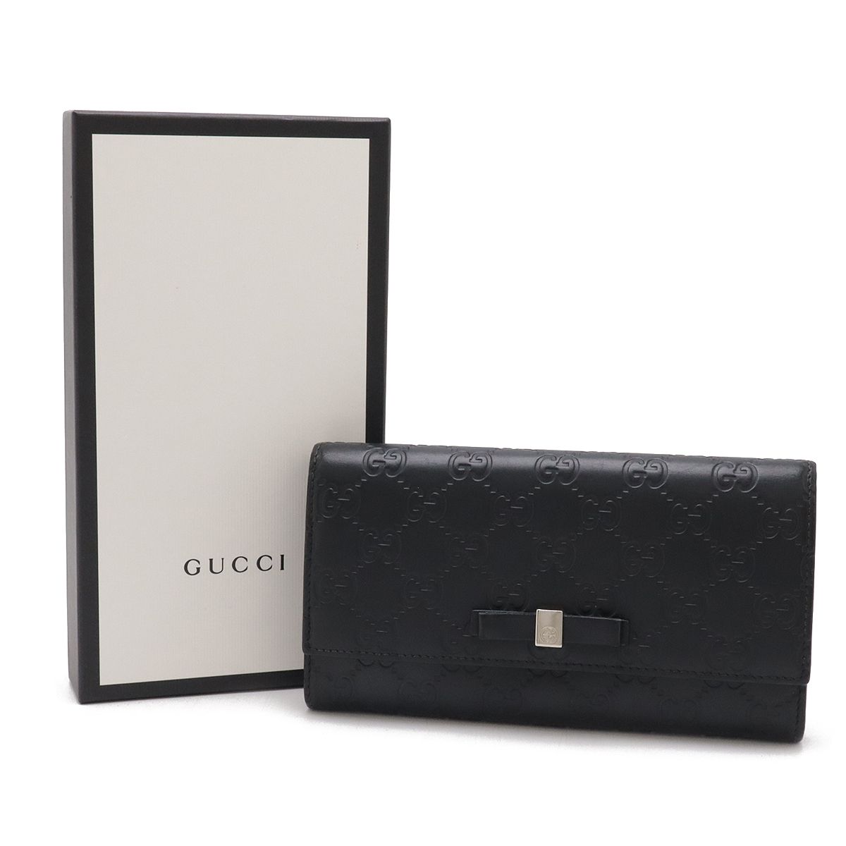 GUCCI グッチ グッチシマ BOWY ボウイ リボンモチーフ 2つ折り長財布