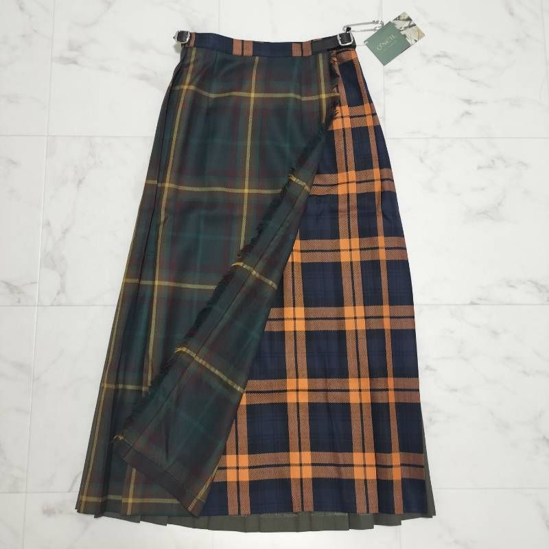 タグ付き♥品 O NEIL of DUBLIN オニールオブダブリン パッチワーク キルトラップスカート ロング丈 S～M