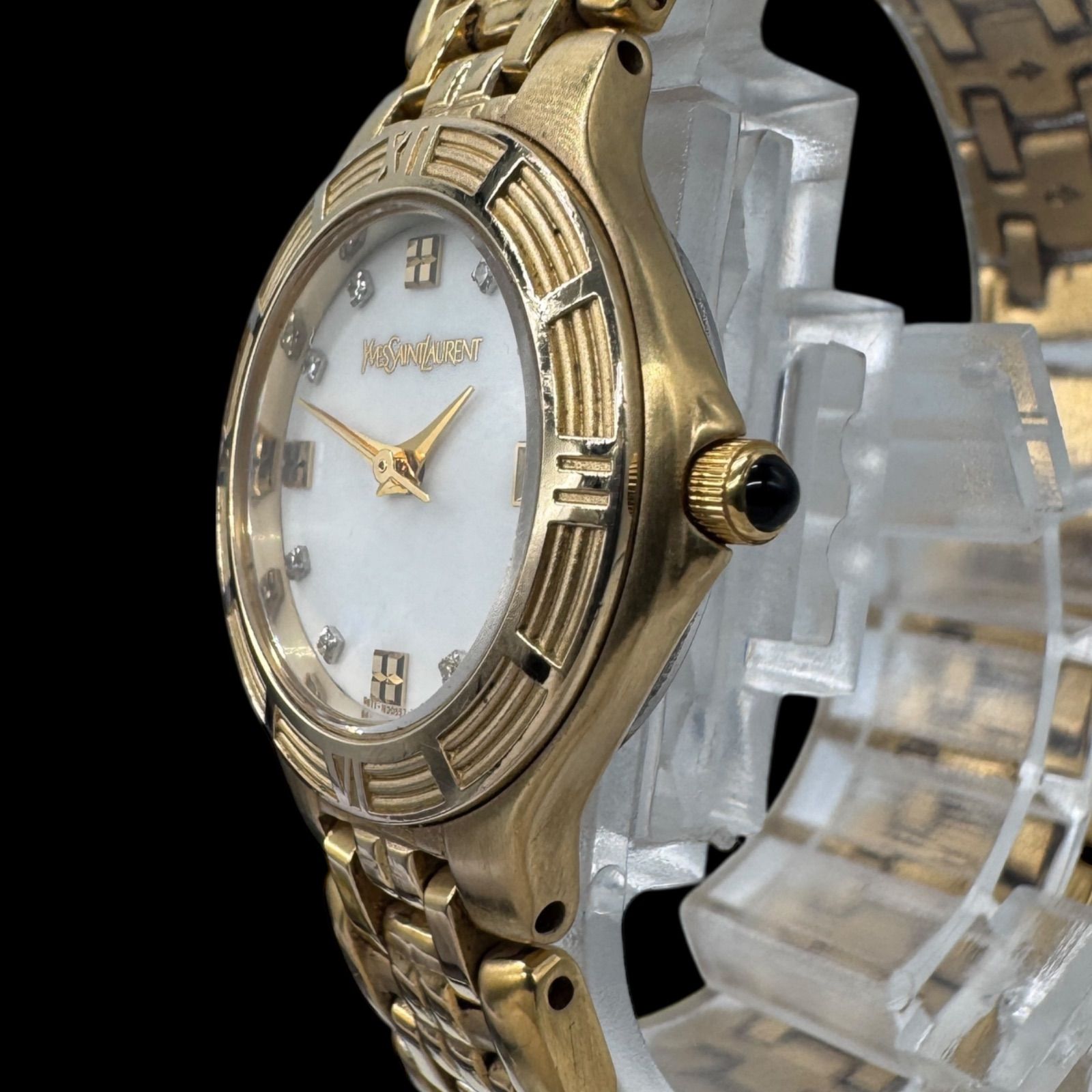 【新品電池】Yves Saint Laurent 腕時計 ゴールド レディース 新品電池稼働 良品 YVES SAINT LAURENT イヴサンローラン 8Pダイヤ